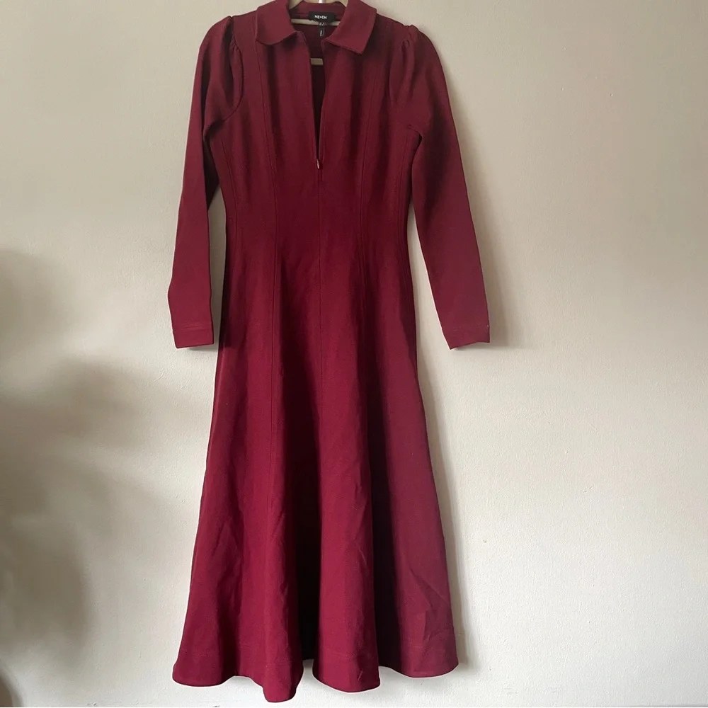 ME+EM Travel Tailoring Zip Front nursing Midi Maxi Dress Ponte Jersey career red - Picture 8 of 15